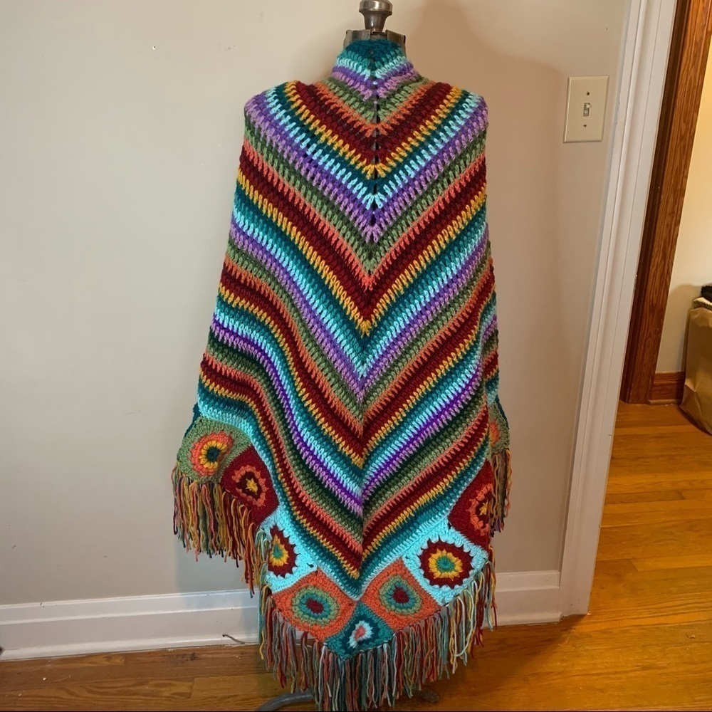 Granny Square Poncho Shawl - Picture 5 of 11